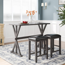 Load image into Gallery viewer, TOPMAX 3-Piece Counter Height Wood Kitchen Dining Table Set with 2 Stools for Small Places, Gray Finish+Black Cushion
