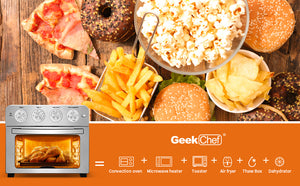 Geek Chef Air Fry Oven, Countertop Toaster Oven, 3-Rack Levels, 16 Preset Modes, Stainless Steel (23Qt 1700W)