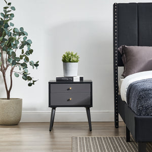 Modern Nightstand with 2 Drawers, Suitable for Bedroom/Living Room/Side Table (Dark Grey)