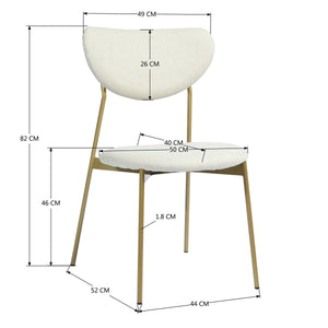 Modern Metal Dining Chair  Set Of 2 - Beige