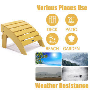 TALE Adirondack Ottoman Footstool All-Weather and Fade-Resistant Plastic Wood for Lawn Outdoor Patio Deck Garden Porch Lawn Furniture Yellow