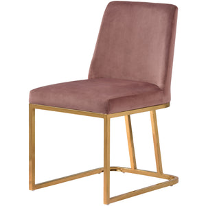 TOPMAX Modern Minimalist Gold Metal Base Upholstered Armless Velvet Dining Chairs Accent Chairs Set of 2, Pink