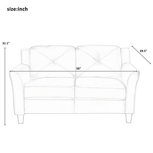 U_STYLE Button Tufted 3 Piece Chair Loveseat Sofa Set