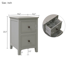 Load image into Gallery viewer, 2 Drawers Solid Wood Nightstand End Table, Gray
