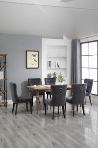 TOPMAX Dining Chair Tufted Armless Chair Upholstered Accent Chair, Set of 6 (Grey)