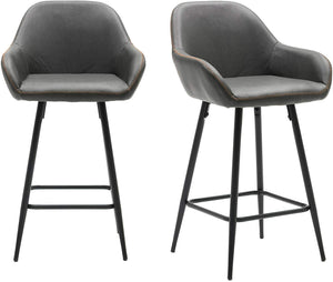 ONE PIECE - Counter Height Barstools 25 inch Bucket Upholstered Dark Gray Accent Dining Bar Chair 1 STOOL