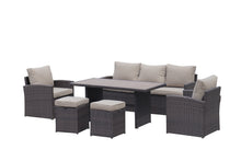 Load image into Gallery viewer, 6-Piece Outdoor PE Rattan Sofa Set Patio Garden Wicker Dining and Coffee Sofa-Dark Brown
