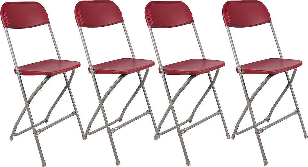 BTExpert Red Plastic Folding Chair Steel Frame Commercial High Capacity Event Chair lightweight Set for Office Wedding Party Picnic Kitchen Dining Church School Set of 4