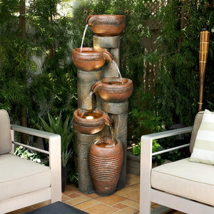 5-Tier Relaxing Outdoor Garden Water Fountain Decor for Contemporary Design