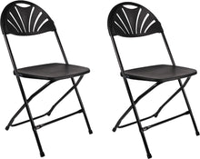 Load image into Gallery viewer, BTExpert Black Plastic Folding Chair Steel Frame Commercial High Capacity Event Chair lightweight Wedding Party Set of 2
