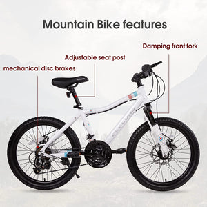 Elecony 20" Kids Mountain Bike for Boys/Girls, 21 Speed Bicycle, Dual Suspension Safer Brake System for Kids, 20 Inch Frame, Lightweight Steel Construction