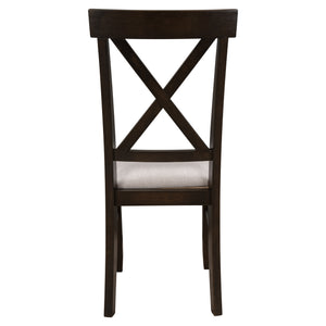 TOPMAX 2 Pieces Farmhouse Rustic Wood Kitchen Upholstered X-Back Dining Chairs, Brown+Beige