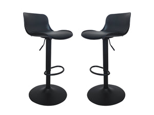 Bar Stools Set of 2 for Kitchen Counter Adjustable Counter Height, Tall Barstools Kitchen Island Stools, Black, with Cushion