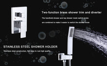 Load image into Gallery viewer, Shower System Shower Faucet Combo Set Wall Mounted with 10&quot; Rainfall Shower Head and handheld shower faucet, Chrome Finish with Brass Valve Rough-In

