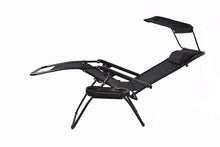 Load image into Gallery viewer, Outdoor Zero gravity Chair lounge patio beach Canopy Sunshade Cup Holder Black
