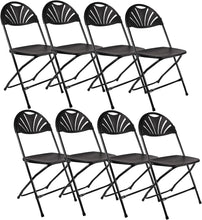 Load image into Gallery viewer, BTExpert Black Plastic Folding Chair Steel Frame Commercial High Capacity Event Chair lightweight Wedding Party Set of 8
