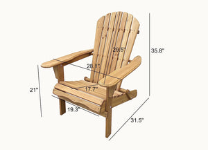 BTExpert Folding Adirondack Chair Half Assembled Lounge Chair Outdoor Wooden Patio Chair for Lawn Garden Backyard Deck Fire pit Pool Beach 350lb Weight Capacity Set of 2