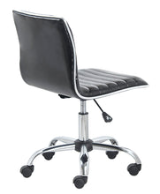 Load image into Gallery viewer, Mid Back Armless Ribbed Task Leather Chair, Black Upholstery/Chrome
