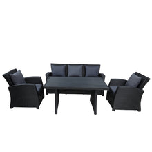 Load image into Gallery viewer, U_STYLE Outdoor Patio Furniture Set 4-Piece Conversation Set Black Wicker Furniture Sofa Set with Dark Grey Cushions
