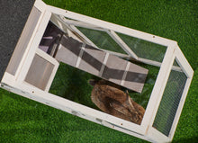 Load image into Gallery viewer, Rabbit Hutch Indoor Outdoor, Wooden Chicken Coop, Bunny Cage Hen House with Run, Ventilation Door, Removable Tray, Ramp, Sunlight Panel, Backyard Garden Animals Pet Cage (Gray)

