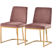 Load image into Gallery viewer, TOPMAX Modern Minimalist Gold Metal Base Upholstered Armless Velvet Dining Chairs Accent Chairs Set of 2, Pink
