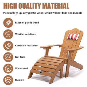 TALE Adirondack Ottoman Footstool All-Weather and Fade-Resistant Plastic Wood for Lawn Outdoor Patio Deck Garden Porch Lawn Furniture Brown