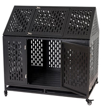 Load image into Gallery viewer, Heavy Duty Dog Crate Cage Kennel Strong Metal Frame Kennel Durable Indoor &amp; Outdoor Kennel for Large Dogs, Easy to Assemble and Move with Four Wheels
