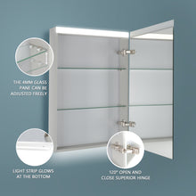Load image into Gallery viewer, 24&#39;&#39;x 30&#39;&#39;LED Lighted Bathroom Medicine Cabinet with Mirror, Surface Lighted Medicine Cabinet,Adjustable Shelves,Intelligent Switch Medicine Cabinet, Aluminum Frame, Right opening door
