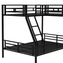 Load image into Gallery viewer, Twin over Full Bunk Bed with a Twin Size Loft Bed attached, with a Desk, Metal, Black
