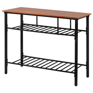 TOPMAX Rustic Farmhouse Counter Height Dining Kitchen Kitchen Island Prep Table, Kitchen Storage Rack with Worktop and 2 Shelves, Brown