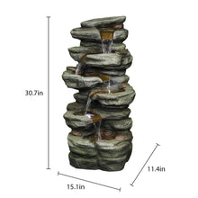Load image into Gallery viewer, 5-Tier Rock Water Fountain with LED Rockery Cascading Outdoor Waterfall Fountain
