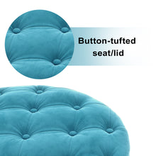 Load image into Gallery viewer, [New] 29.5&quot;Wide Classic Button Tufted Velvet Round Ottoman With Storage Living Room Footrest
