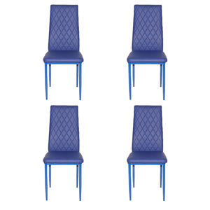 Retro style dining chair hotel dining chair conference chair outdoor activity chair pu leather high elastic fireproof sponge dining chair four-piece set（blue)