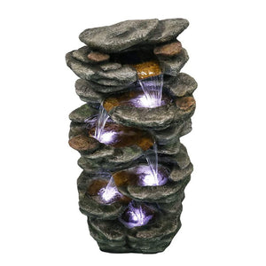 40 Inch Cascading Waterfall With LED Lights Soothing Tranquility For Home Garden