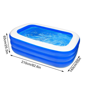 Family Inflatable Swimming Pool Three-layer Printing, Above Ground PVC Outdoor  Toy Pool for Kids, Babies, Adults, 82.6''W*55''D*25.5''H