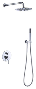 Shower System Shower Faucet Combo Set Wall Mounted with 10" Rainfall Shower Head and handheld shower faucet, Chrome Finish Shower Faucet Rough-In