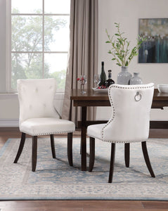 TOPMAX Dining Chair Tufted Armless Chair Upholstered Accent Chair, Set of 4 (Cream)