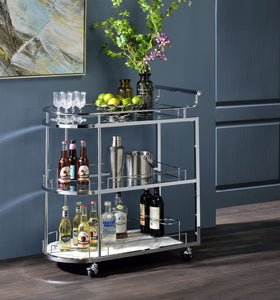 ACME Inyo Serving Cart in Clear Glass & Chrome Finish AC00161
