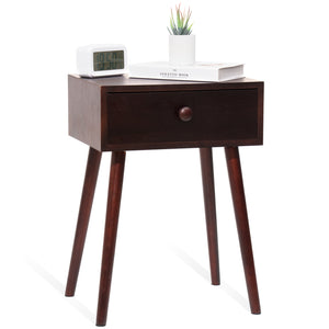 Mid Century Modern Nightstand with 1 Drawer,Brown