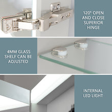 Load image into Gallery viewer, 24\&#39;\&#39;x 30\&#39;\&#39;LED Lighted Bathroom Medicine Cabinet with Mirror, Surface Lighted Medicine Cabinet,Dimmable,Adjustable Shelves,Intelligent Switch Medicine Cabinet, Aluminum Frame, Left opening door
