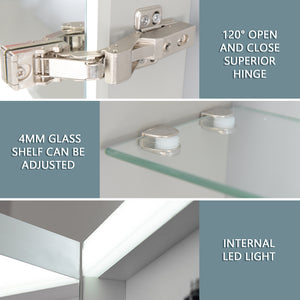 24\'\'x 30\'\'LED Lighted Bathroom Medicine Cabinet with Mirror, Surface Lighted Medicine Cabinet,Dimmable,Adjustable Shelves,Intelligent Switch Medicine Cabinet, Aluminum Frame, Left opening door