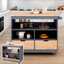 Load image into Gallery viewer, Kitchen Cart Rolling Mobile Kitchen Island Solid Wood Top, Kitchen Cart With 2 Drawers,Tableware Cabinet（Grey Blue）
