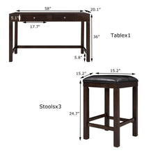 Load image into Gallery viewer, TOPMAX 4-Piece Counter Height Table Set with Socket and Leather Padded Stools, Espresso
