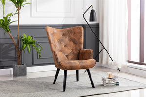 COOLMORE  Accent chair  Living Room/Bed Room, Modern Leisure  Chair  Coffee color Microfiber fabric