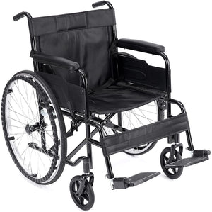 HealSmart Lightweight Wheelchair with Swing Away Elevating Leg Rest, Black ,19" Seat