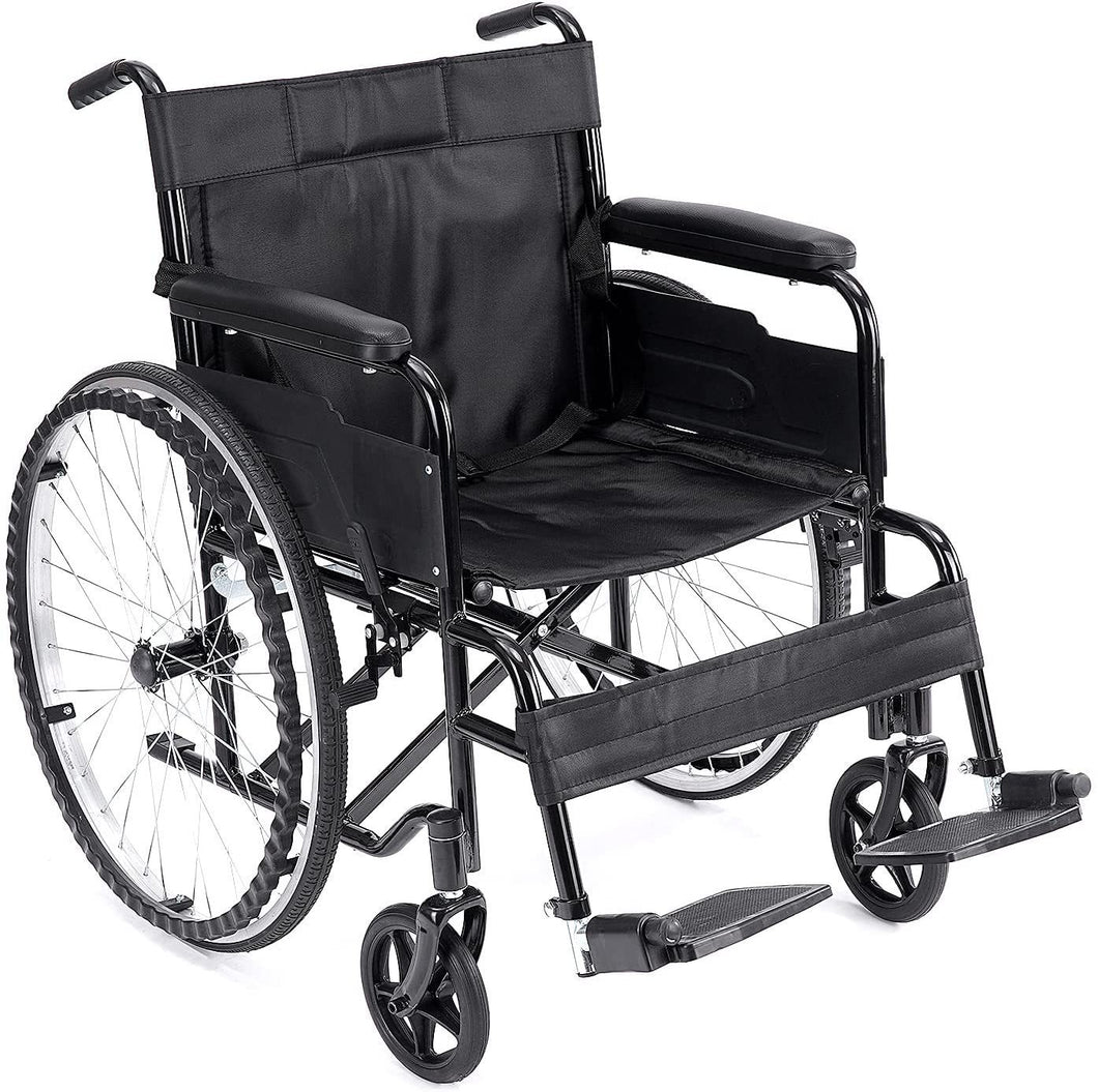HealSmart Lightweight Wheelchair with Swing Away Elevating Leg Rest, Black ,19