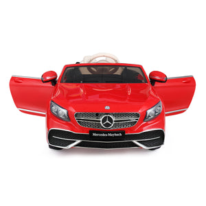 12V Kid Ride on Car with Parental Remote Control, Licensed Maybach S650 Electric Vehicle with MP3, Bluetooth, Music, LED Lights, for Children 3-8, Red