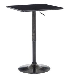 Golden Black Adjustable 27-36 Height Industrial Height Metal Bar Table Swivel Square Cocktail Wood Top Cocktail Pub Bistro