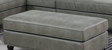 Load image into Gallery viewer, Living Room XL- Cocktail Ottoman Slate Grey Leatherette Accent Studding Trim Wooden Legs
