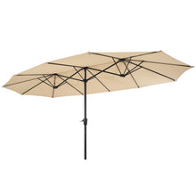 Load image into Gallery viewer, 15x9ft Large Double-Sided Rectangular Outdoor Twin Patio Market Umbrella w/Crank-tan
